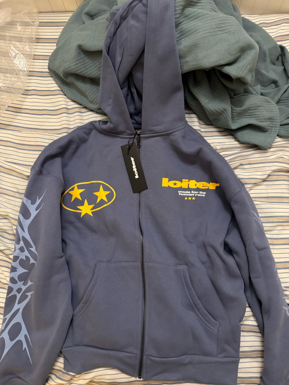 Loiter Blue zip up hoodie